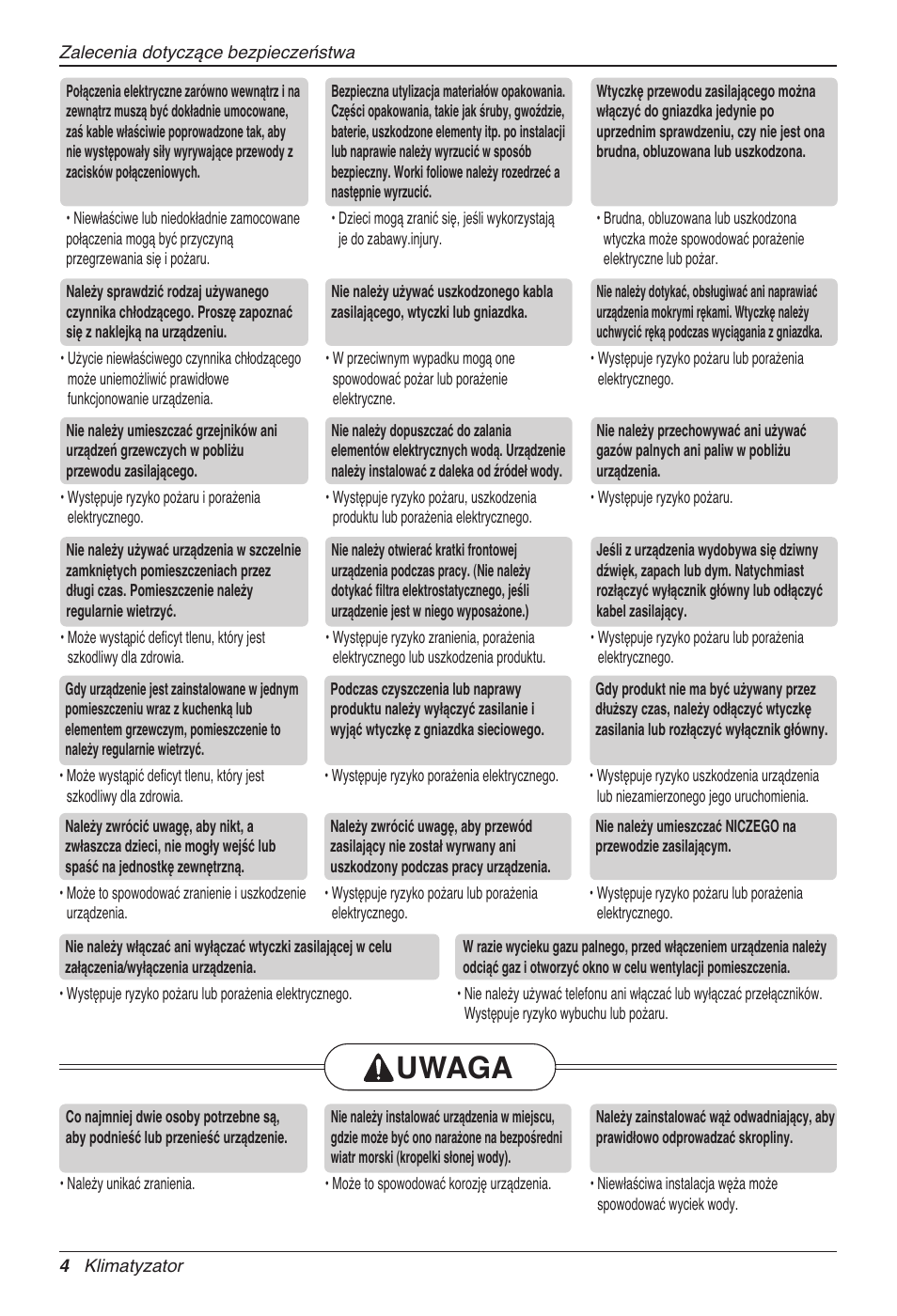 Uwaga | LG CC07AWV User Manual | Page 164 / 381