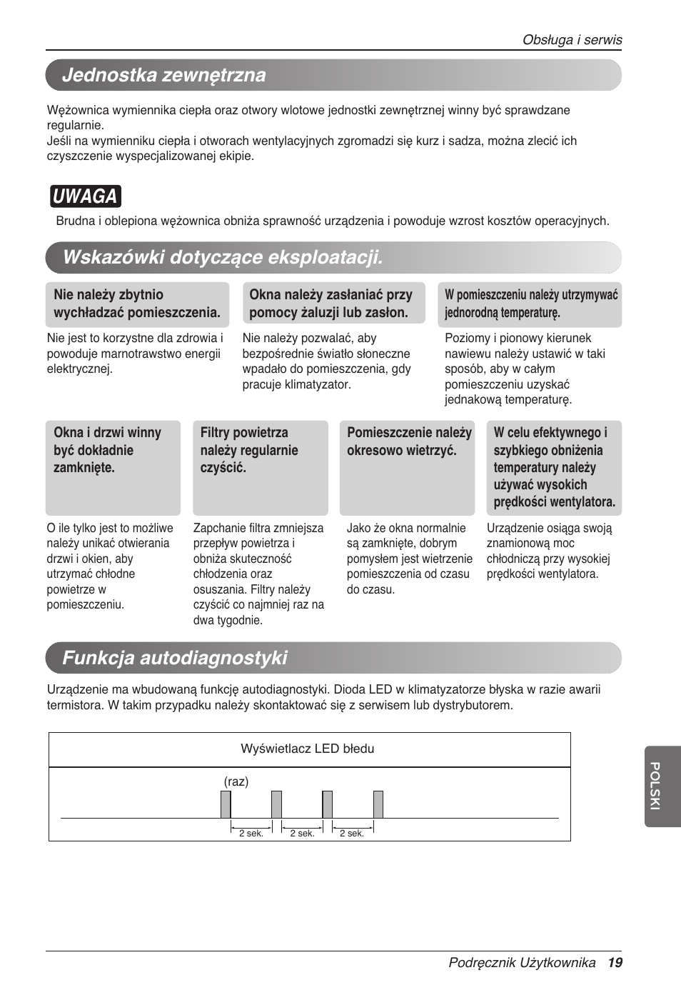 Uwaga, Jednostka zewnętrzna | LG CC07AWV User Manual | Page 179 / 381