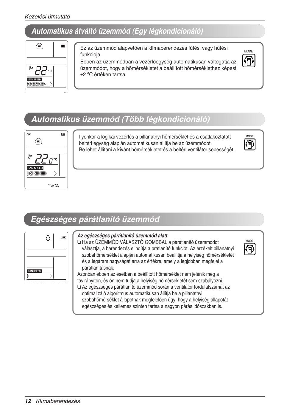 Automatikus átváltó üzemmód (egy légkondicionáló) | LG CC07AWV User Manual | Page 192 / 381