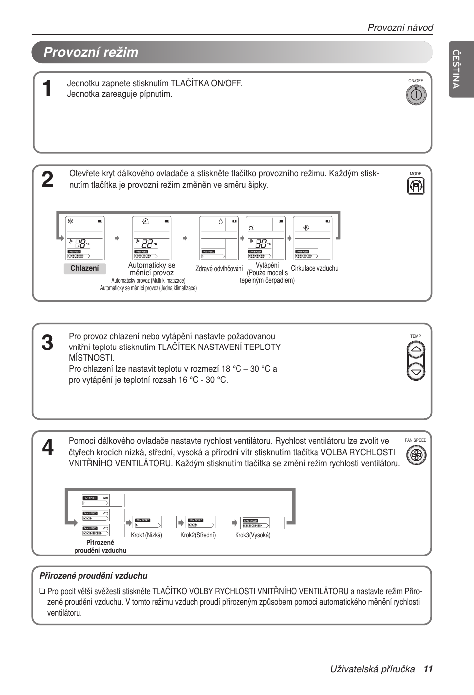 Provozní režim | LG CC07AWV User Manual | Page 211 / 381