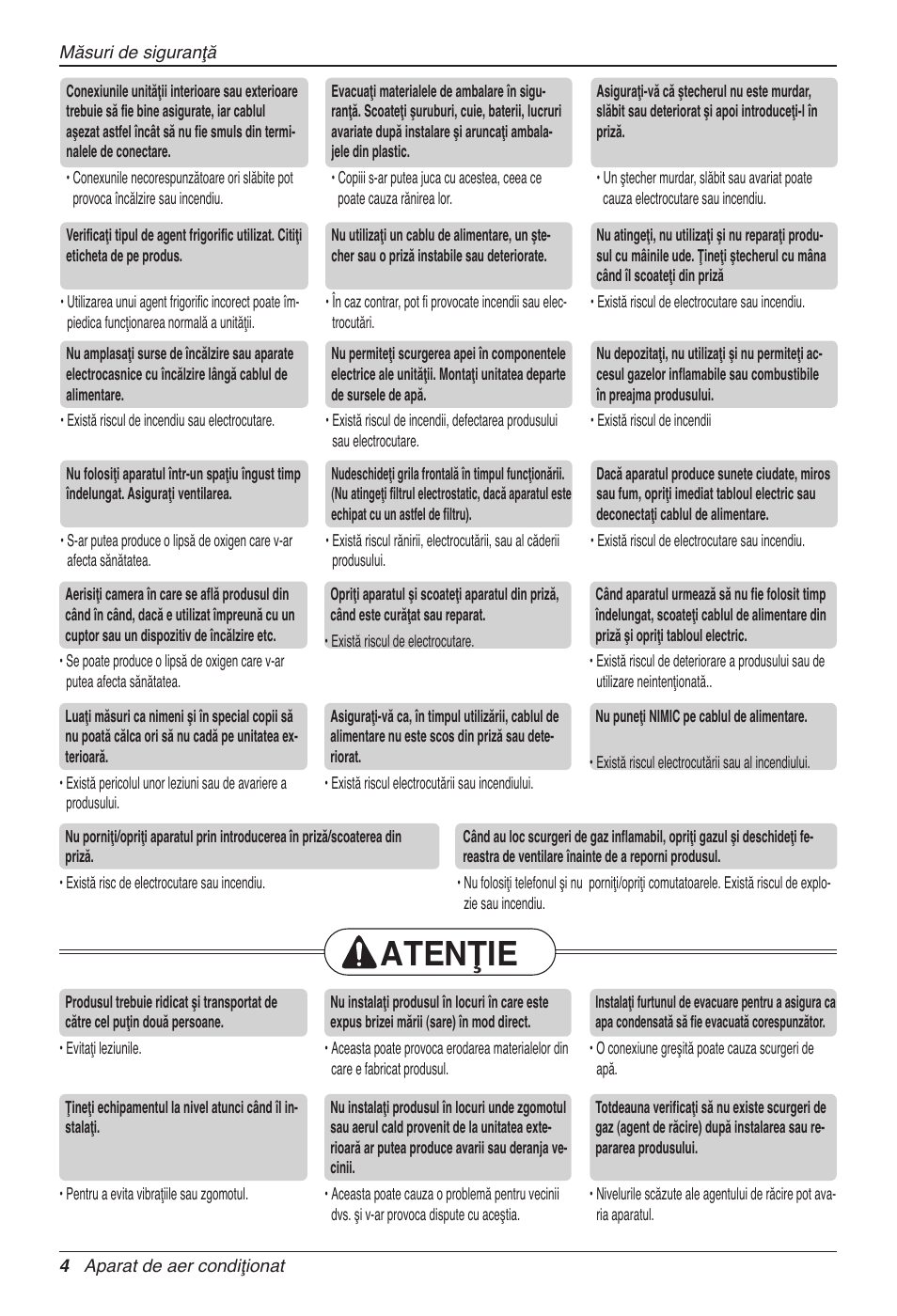 Atenţie | LG CC07AWV User Manual | Page 224 / 381
