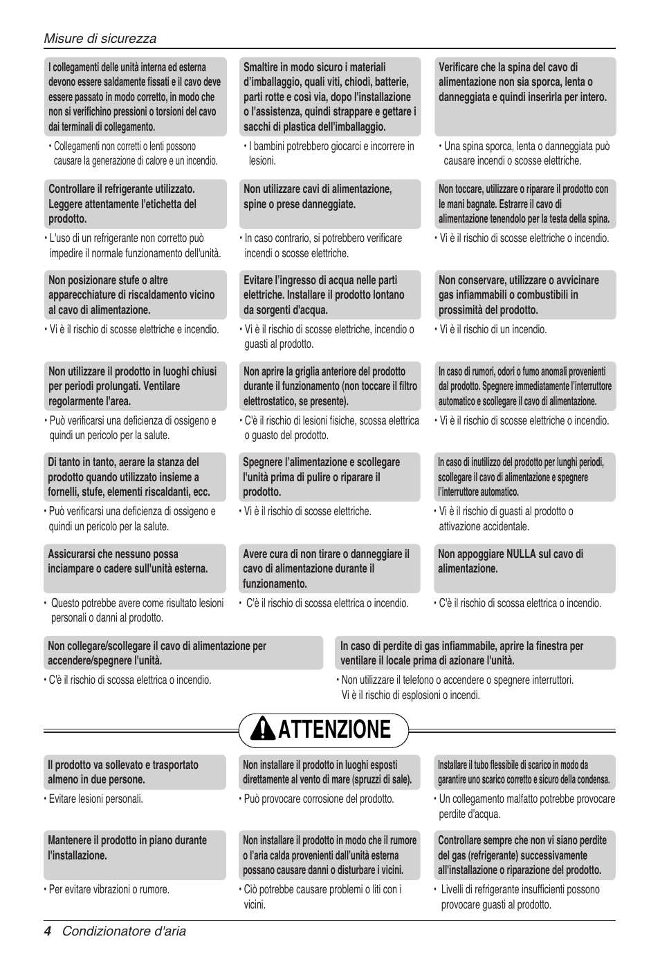 Attenzione | LG CC07AWV User Manual | Page 24 / 381