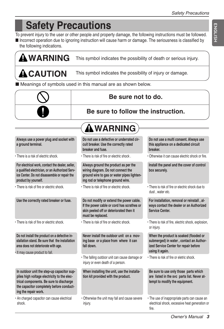 Safety precautions | LG CC07AWV User Manual | Page 3 / 381