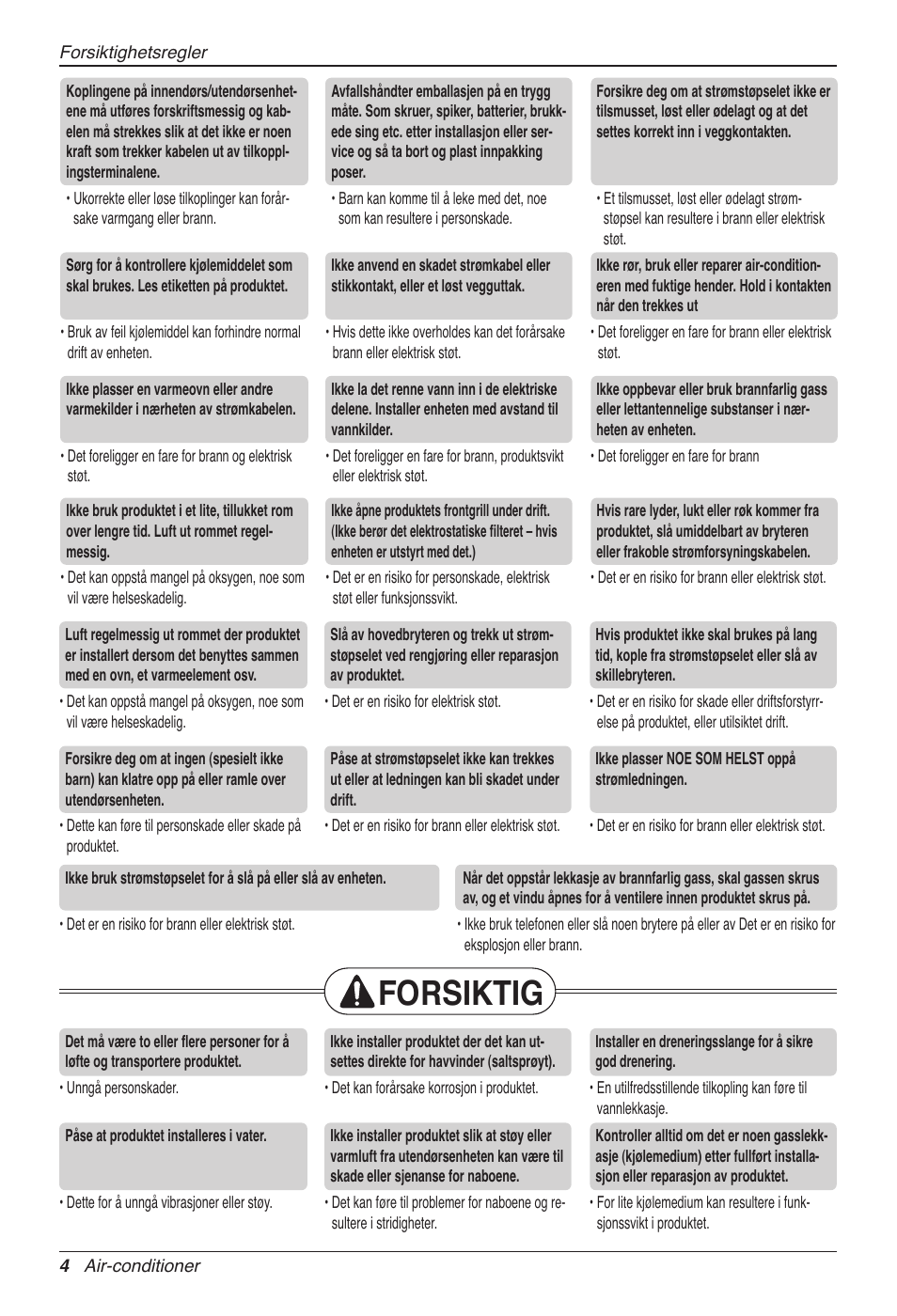 Forsiktig | LG CC07AWV User Manual | Page 324 / 381