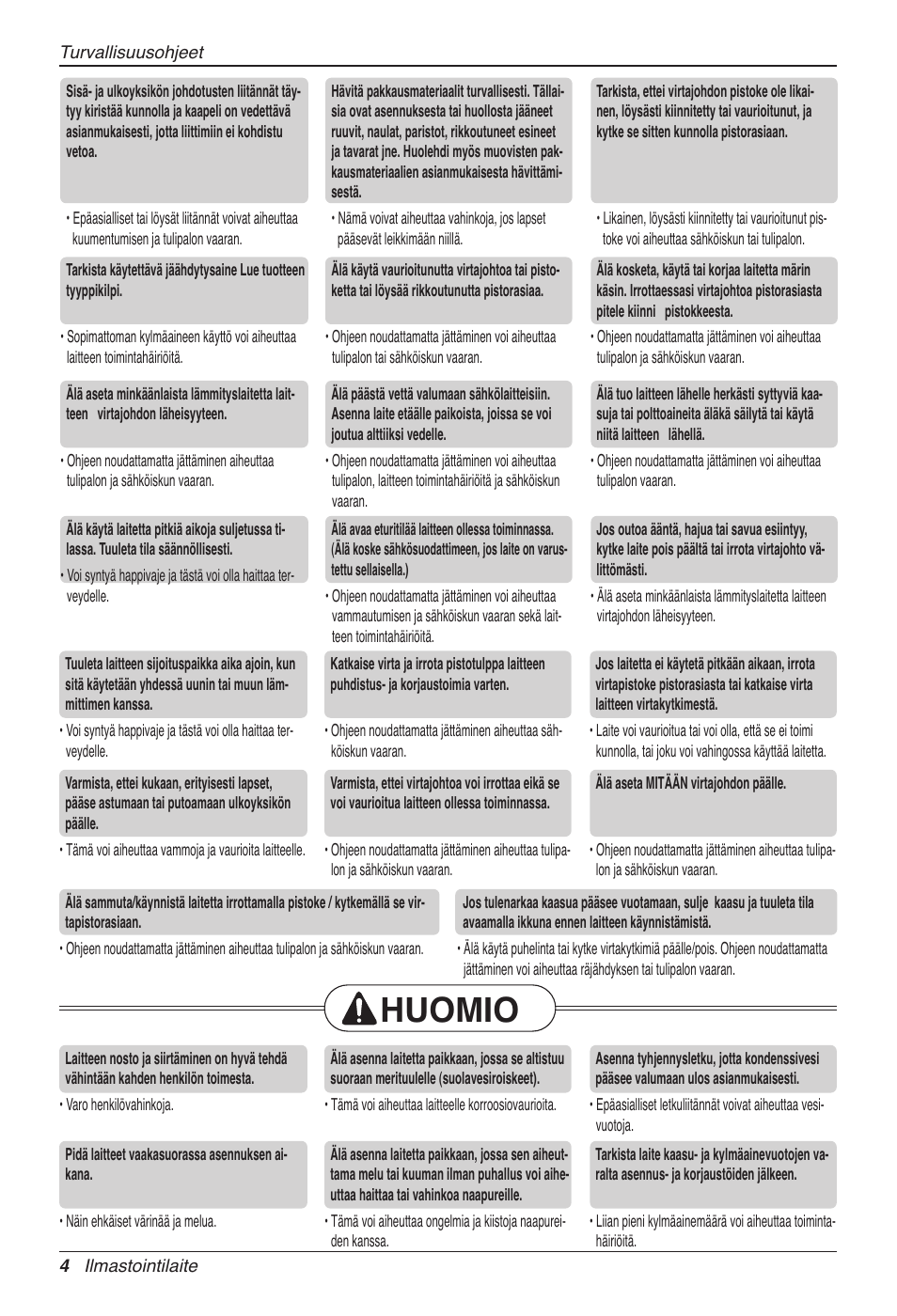 Huomio | LG CC07AWV User Manual | Page 344 / 381