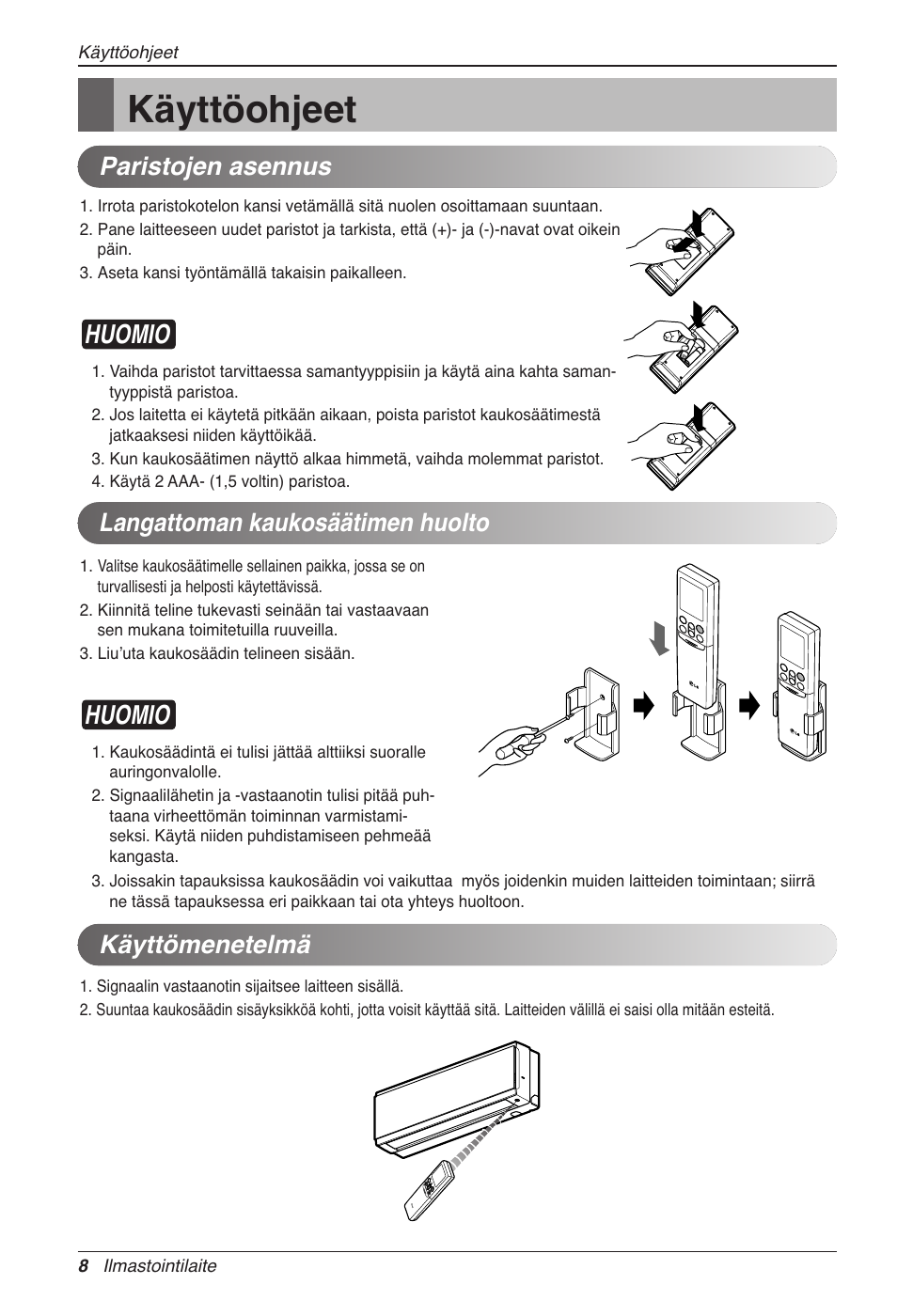 Käyttöohjeet, Huomio, Käyttömenetelmä | LG CC07AWV User Manual | Page 348 / 381