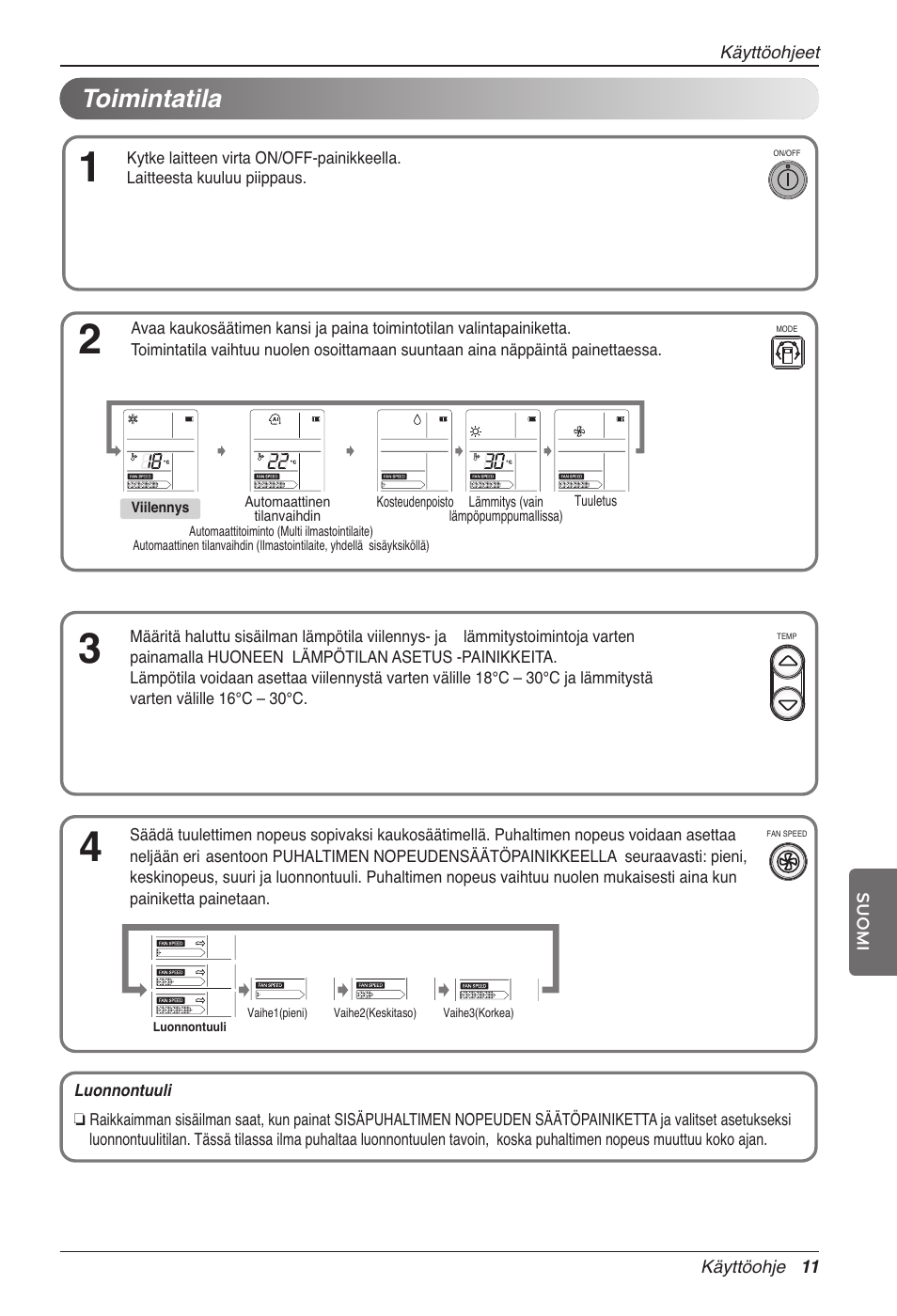 Toimintatila | LG CC07AWV User Manual | Page 351 / 381