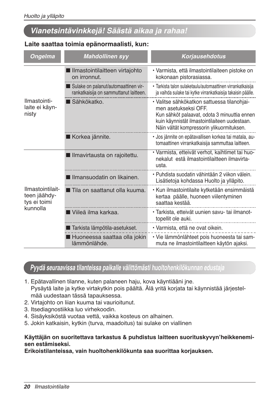 Vianetsintävinkkejä! säästä aikaa ja rahaa | LG CC07AWV User Manual | Page 360 / 381