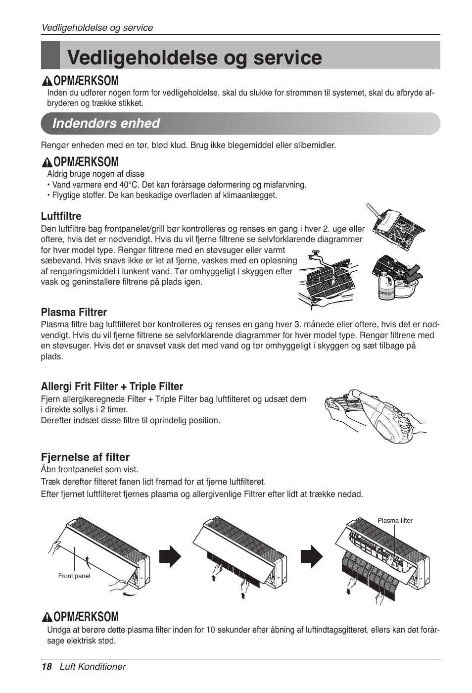 Vedligeholdelse og service, Opmærksom, Indendørs enhed | LG CC07AWV User Manual | Page 378 / 381