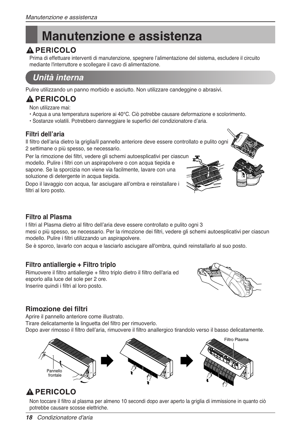 Manutenzione e assistenza, Unità interna | LG CC07AWV User Manual | Page 38 / 381