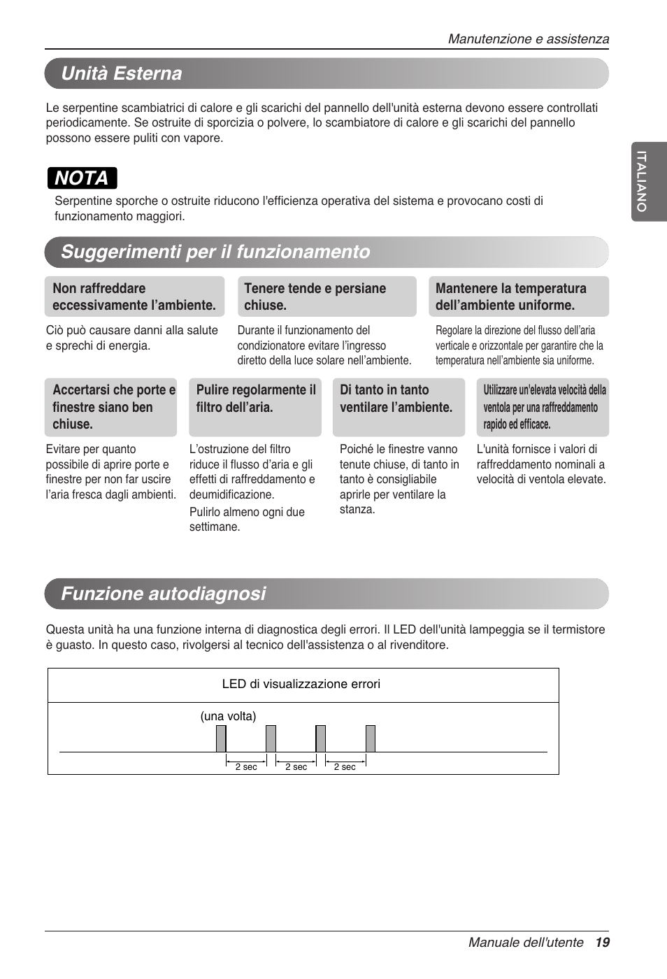 Nota, Unità esterna | LG CC07AWV User Manual | Page 39 / 381