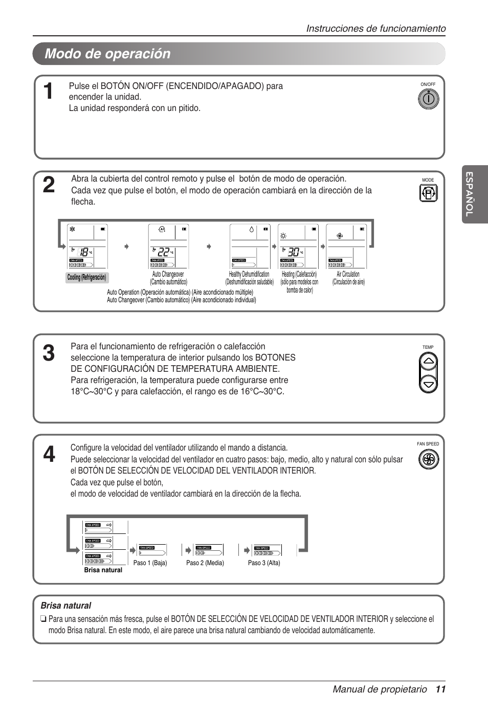 Modo de operación | LG CC07AWV User Manual | Page 51 / 381