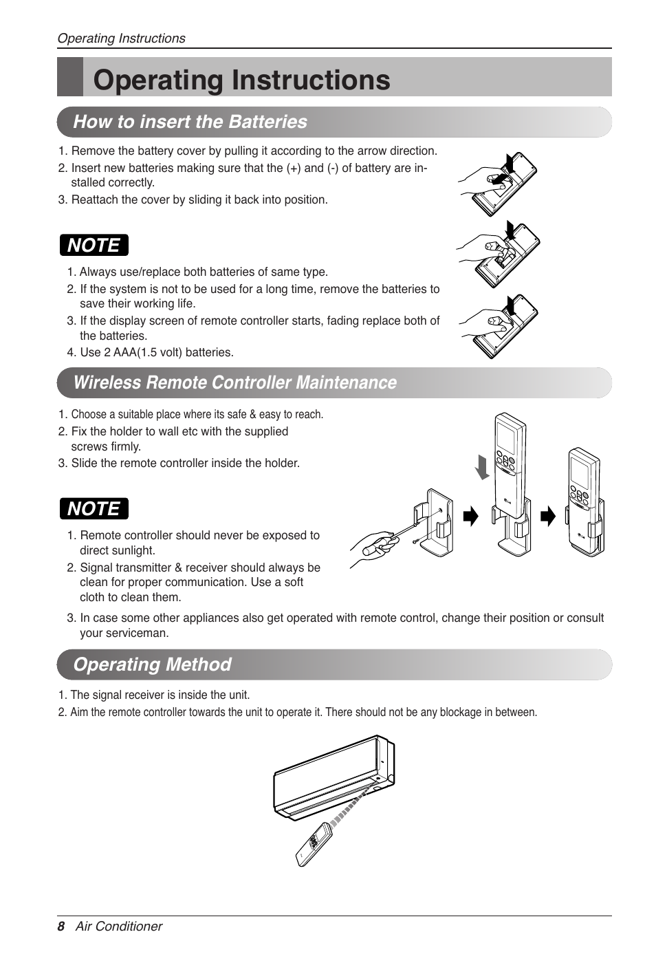 Operating instructions, Operating method | LG CC07AWV User Manual | Page 8 / 381