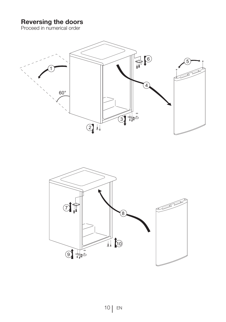 Reversing the doors | Beko VNE 1002 User Manual | Page 11 / 92