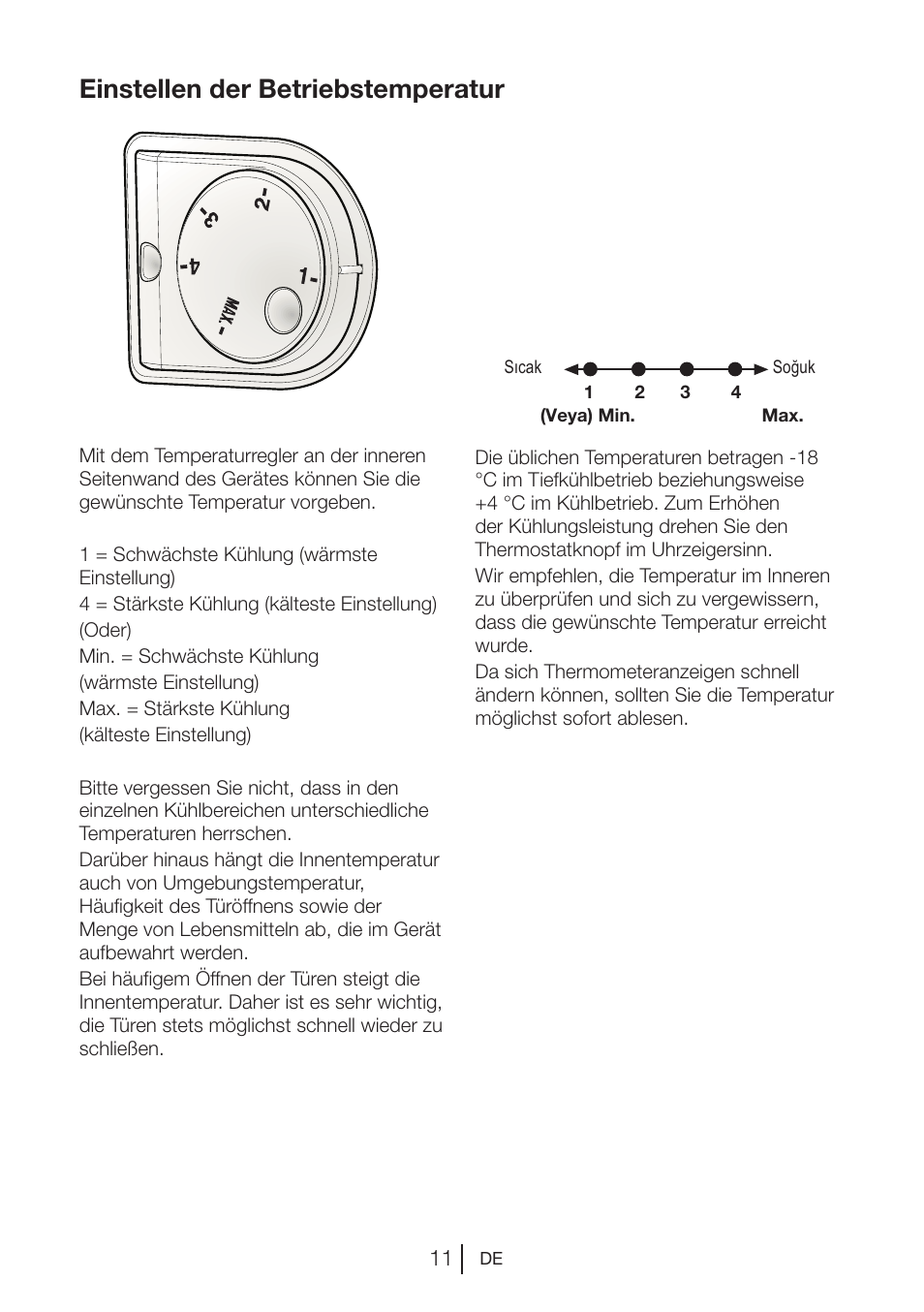 Einstellen der betriebstemperatur | Beko VNE 1002 User Manual | Page 29 / 92