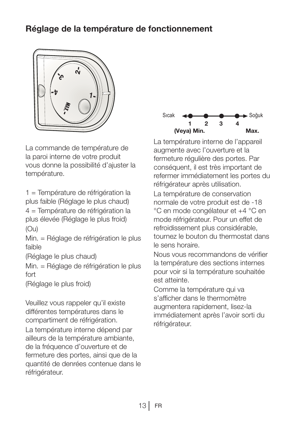 Réglage de la température de fonctionnement | Beko VNE 1002 User Manual | Page 49 / 92
