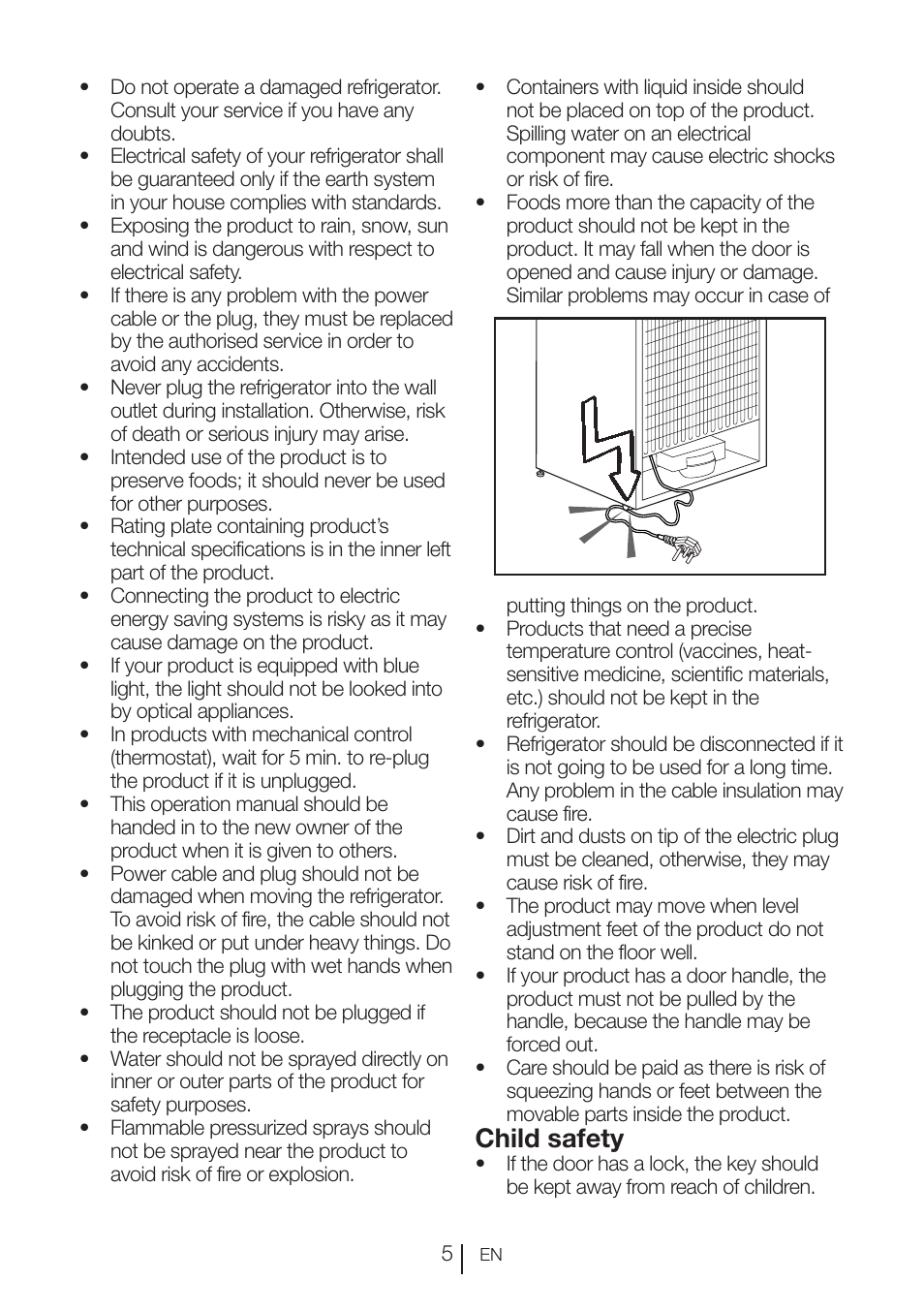 Child safety | Beko VNE 1002 User Manual | Page 6 / 92