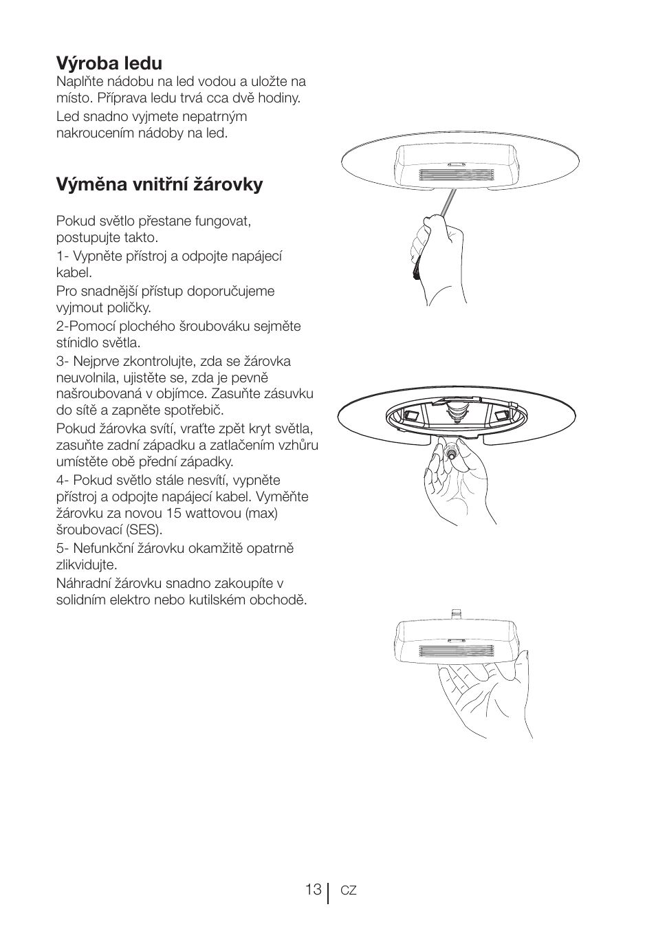 Výměna vnitřní žárovky, Výroba ledu | Beko VNE 1002 User Manual | Page 87 / 92