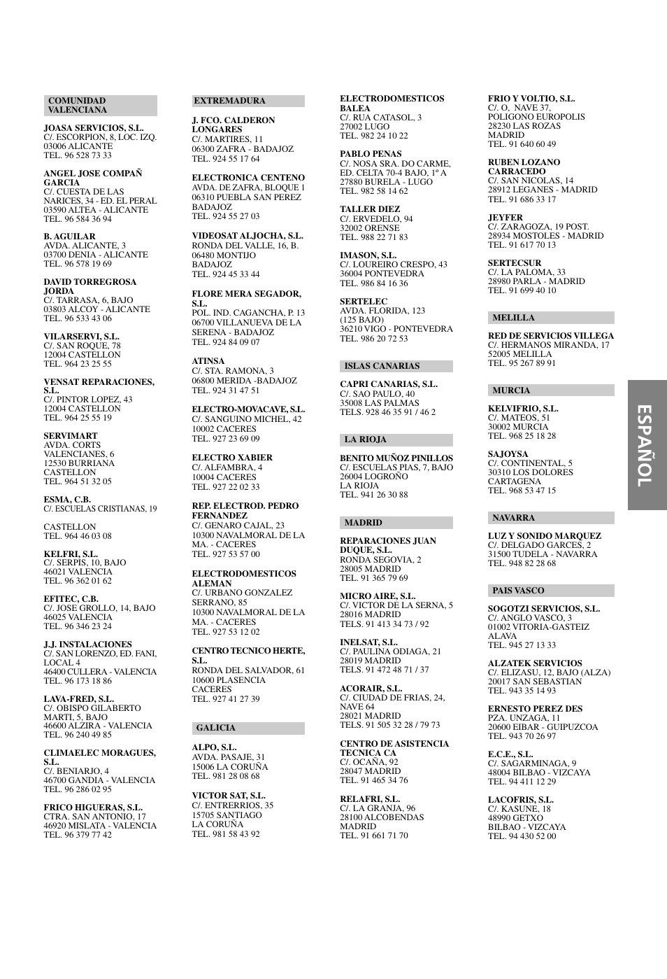 Español | LG B36AC User Manual | Page 31 / 33