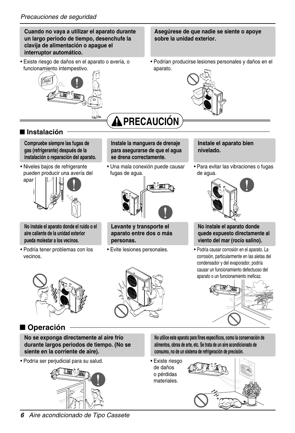Precaución, Operación, Instalación | LG B36AC User Manual | Page 6 / 33