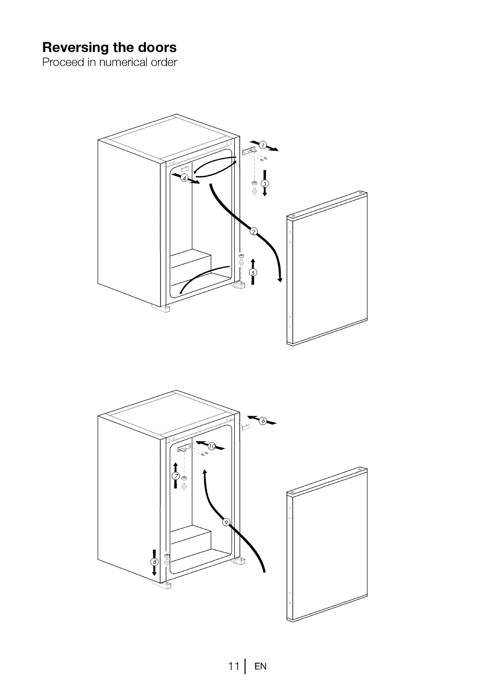 Reversing the doors | Beko B 1901 User Manual | Page 12 / 60