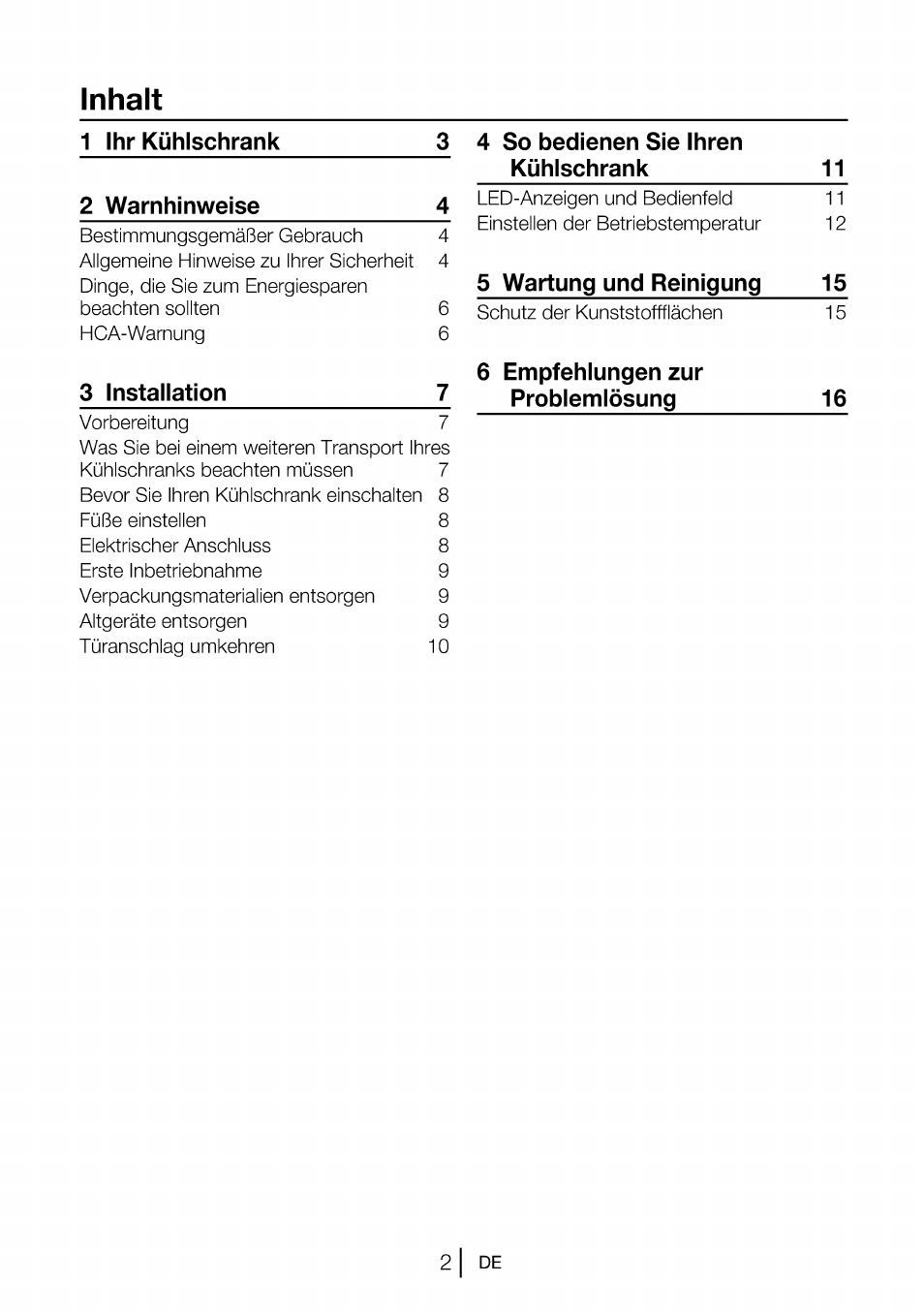 Inhalt, 5 wartung und reinigung 15 | Beko B 1901 User Manual | Page 42 / 60