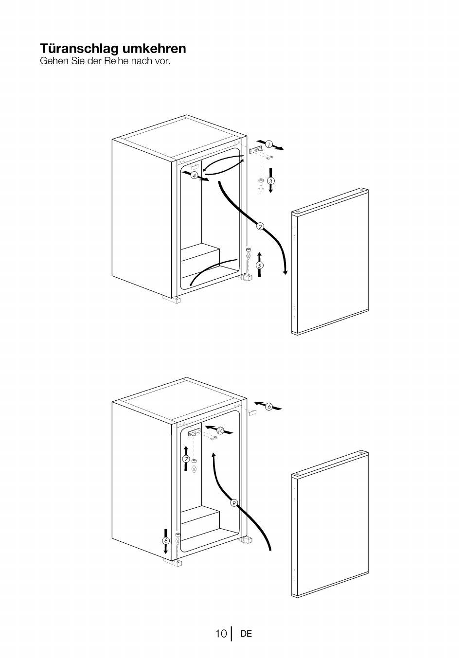 Türanschlag umkehren | Beko B 1901 User Manual | Page 50 / 60