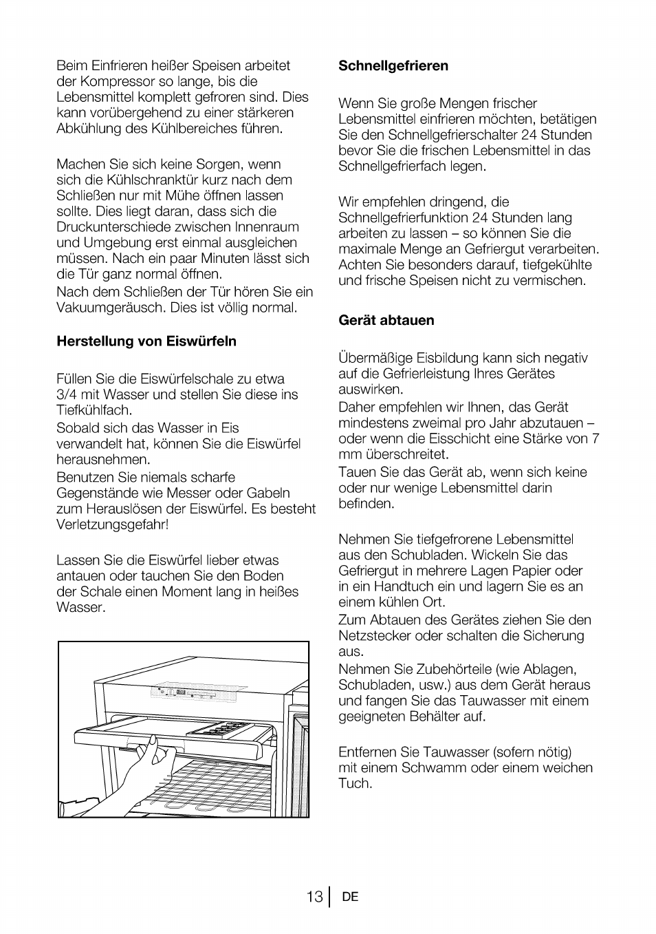 Herstellung von eiswürfeln, Schnellgefrieren, Gerät abtauen | Beko B 1901 User Manual | Page 53 / 60