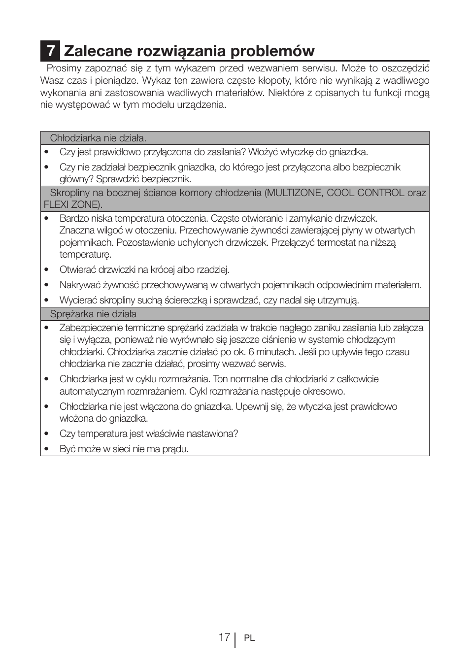 7zalecane rozwiązania problemów | Beko BU 1201 User Manual | Page 156 / 202