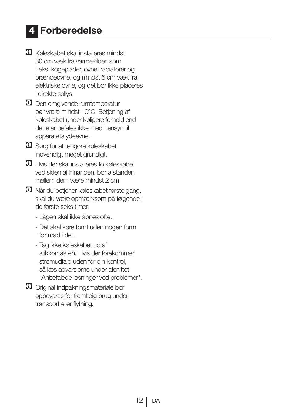 4forberedelse | Beko BU 1201 User Manual | Page 171 / 202