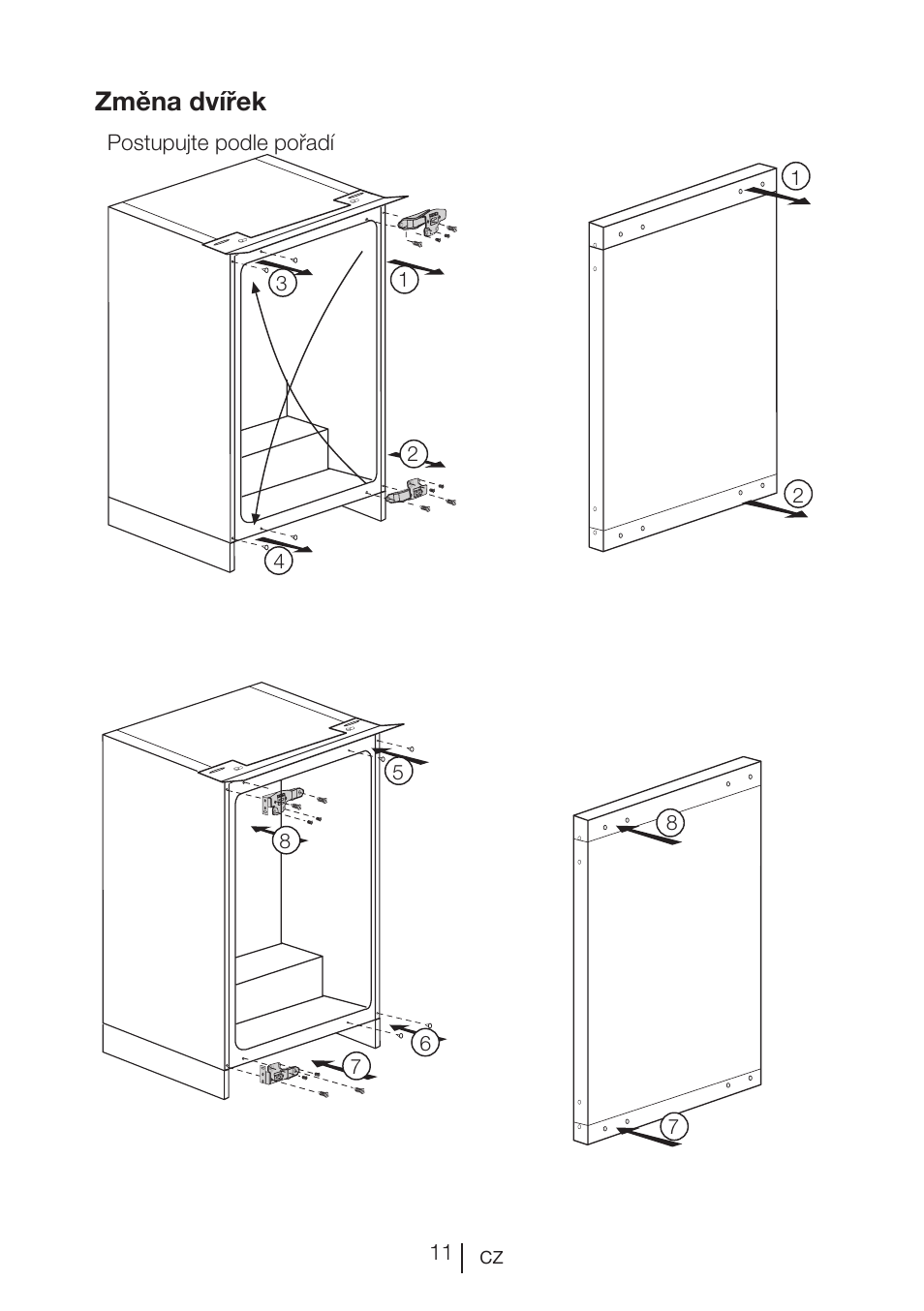 Změna dvířek | Beko BU 1201 User Manual | Page 190 / 202