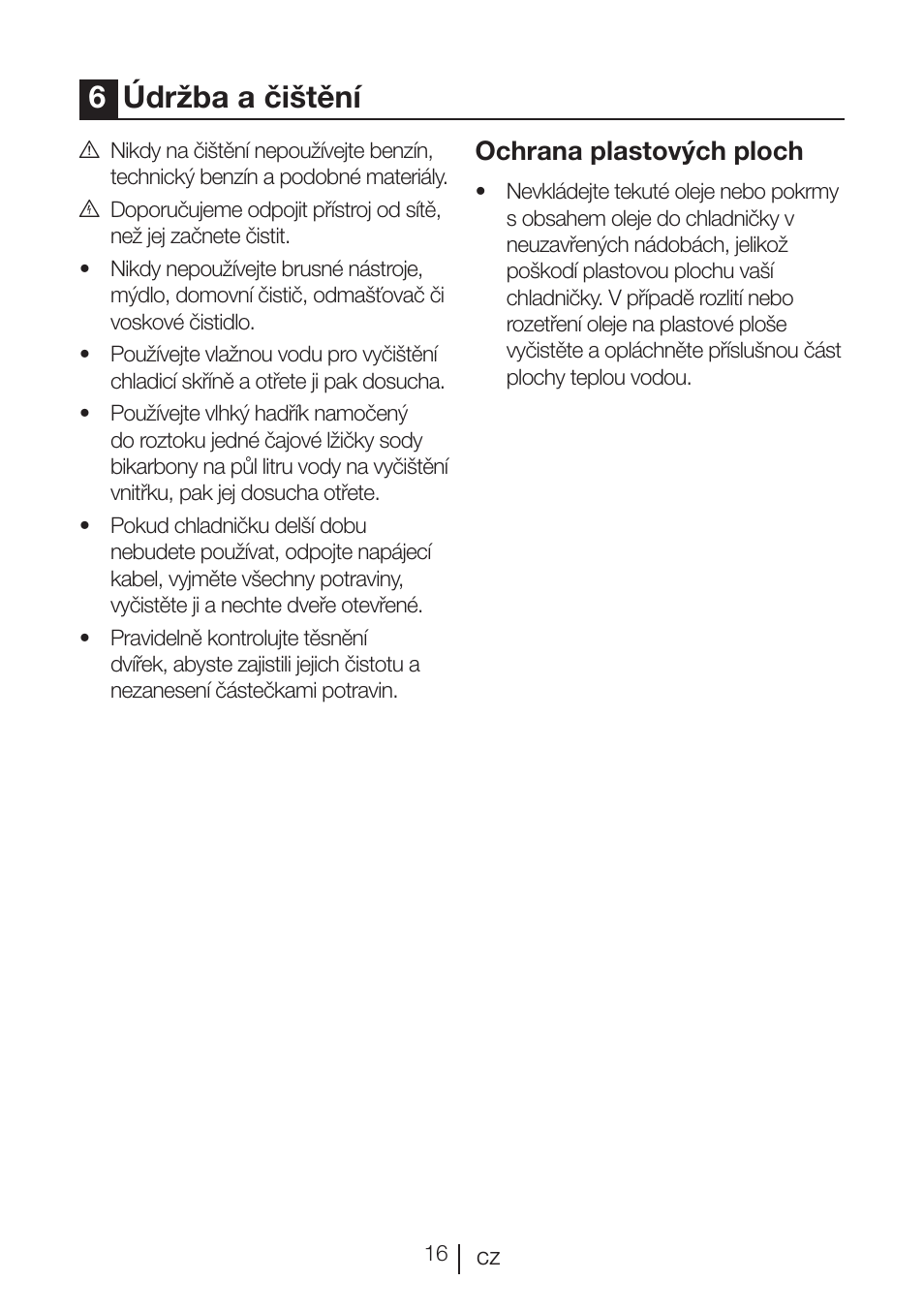 6údržba a čištění, Ochrana plastových ploch | Beko BU 1201 User Manual | Page 195 / 202