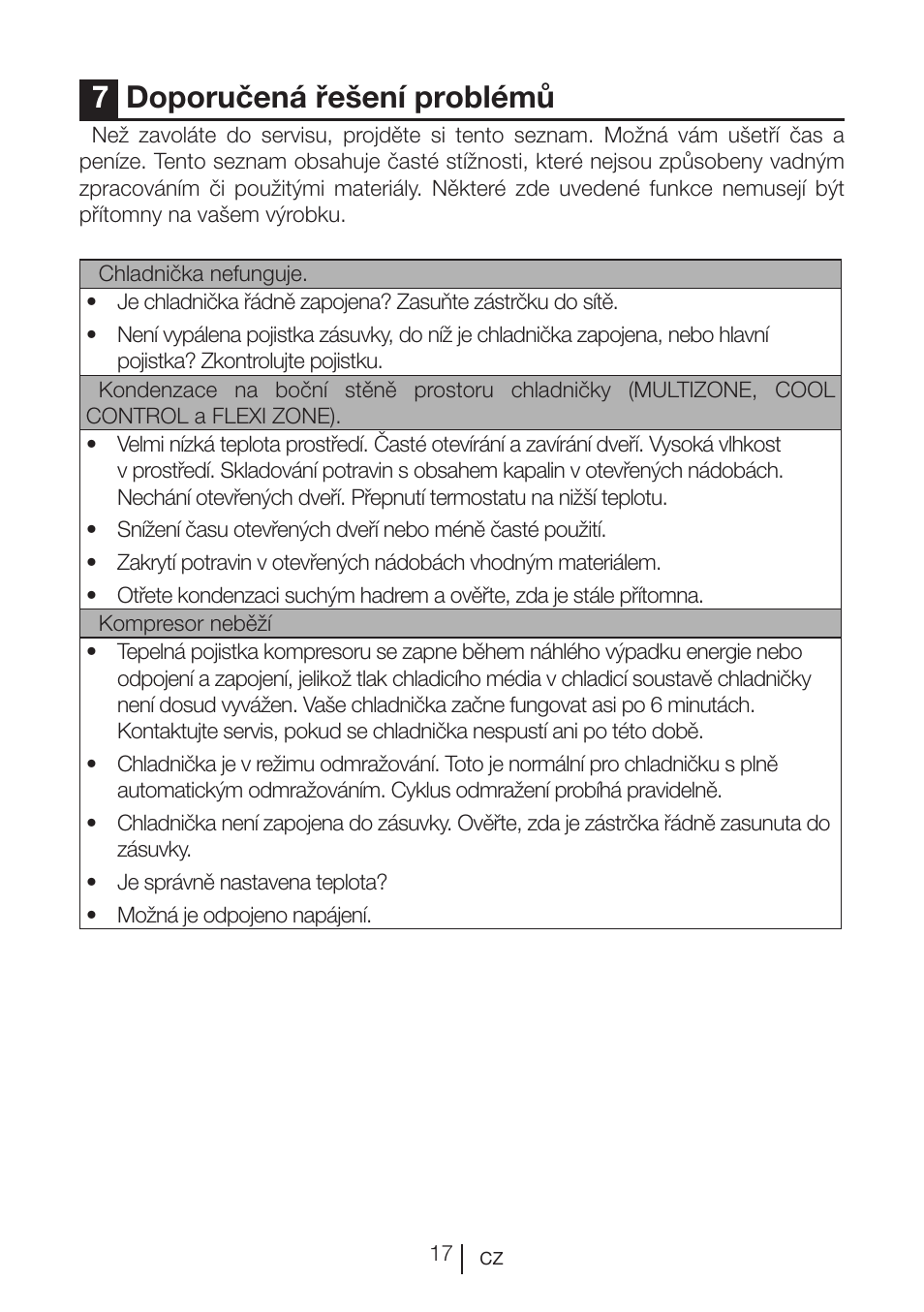 7doporučená řešení problémů | Beko BU 1201 User Manual | Page 196 / 202