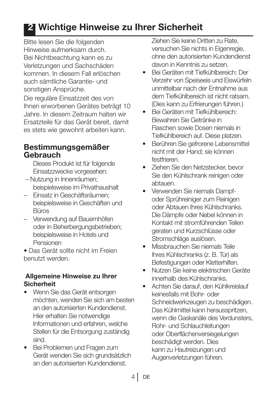 2wichtige hinweise zu ihrer sicherheit, Bestimmungsgemäßer gebrauch | Beko BU 1201 User Manual | Page 27 / 202