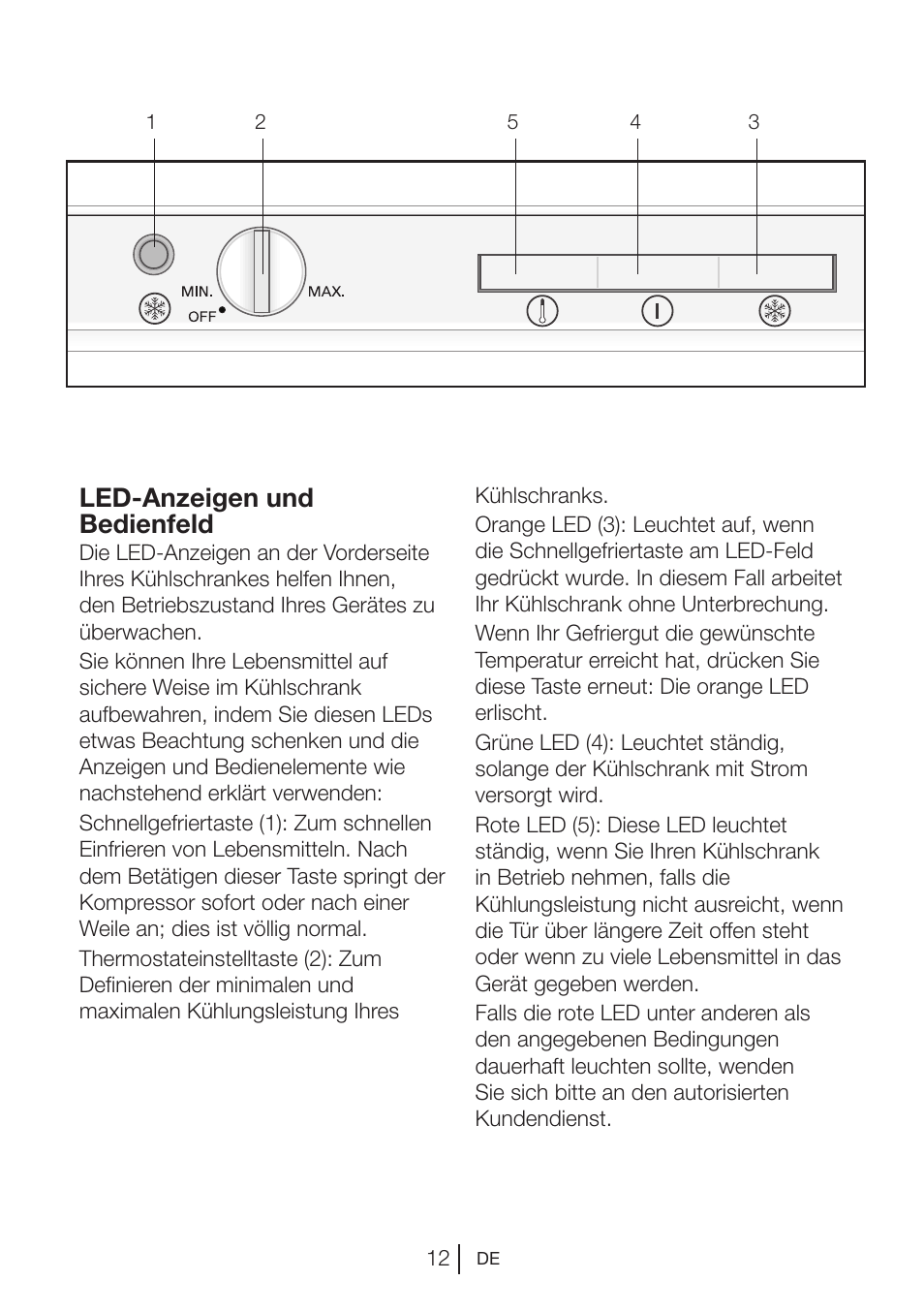 Led-anzeigen und bedienfeld | Beko BU 1201 User Manual | Page 35 / 202
