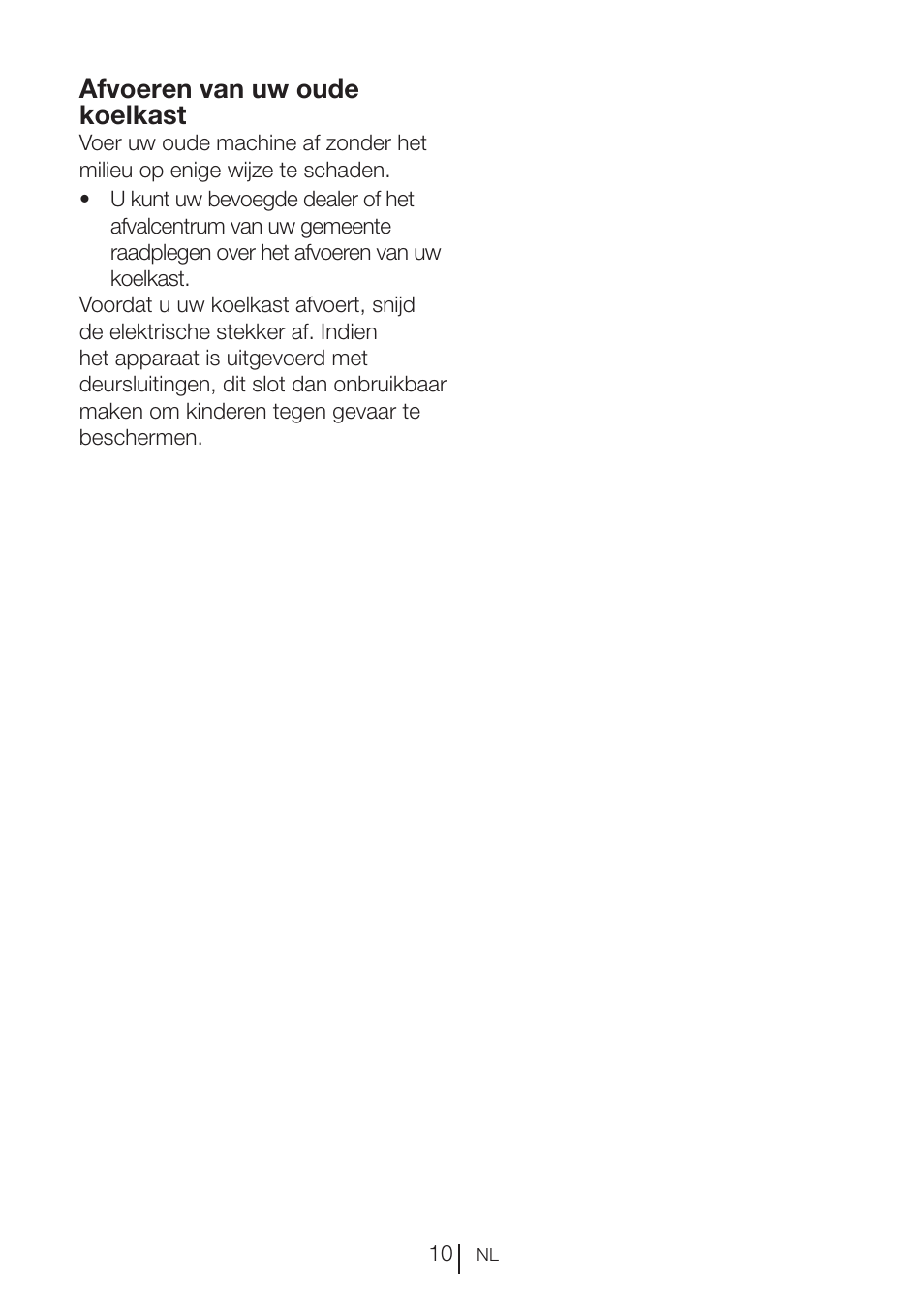Afvoeren van uw oude koelkast | Beko BU 1201 User Manual | Page 50 / 202