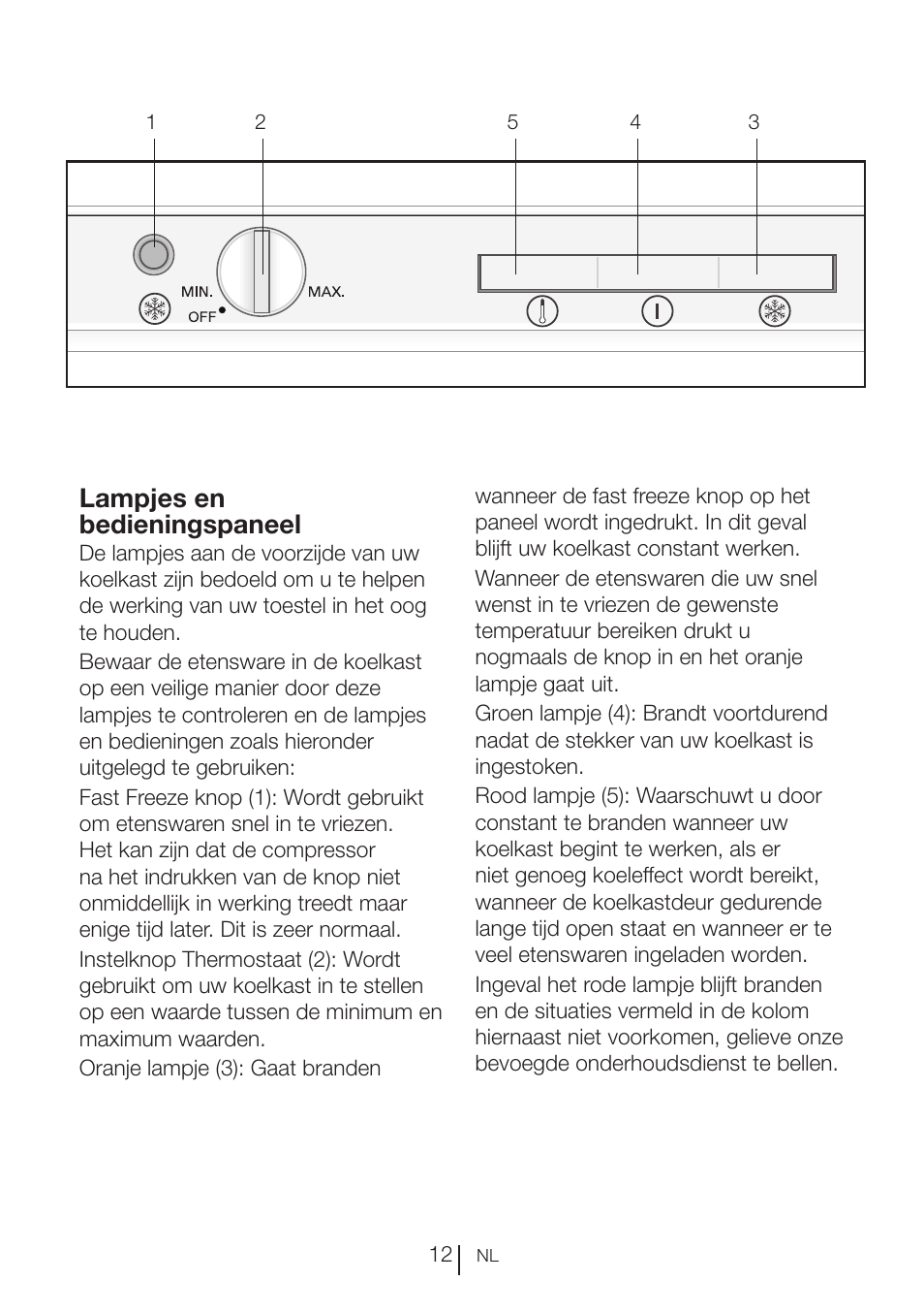 Lampjes en bedieningspaneel | Beko BU 1201 User Manual | Page 52 / 202