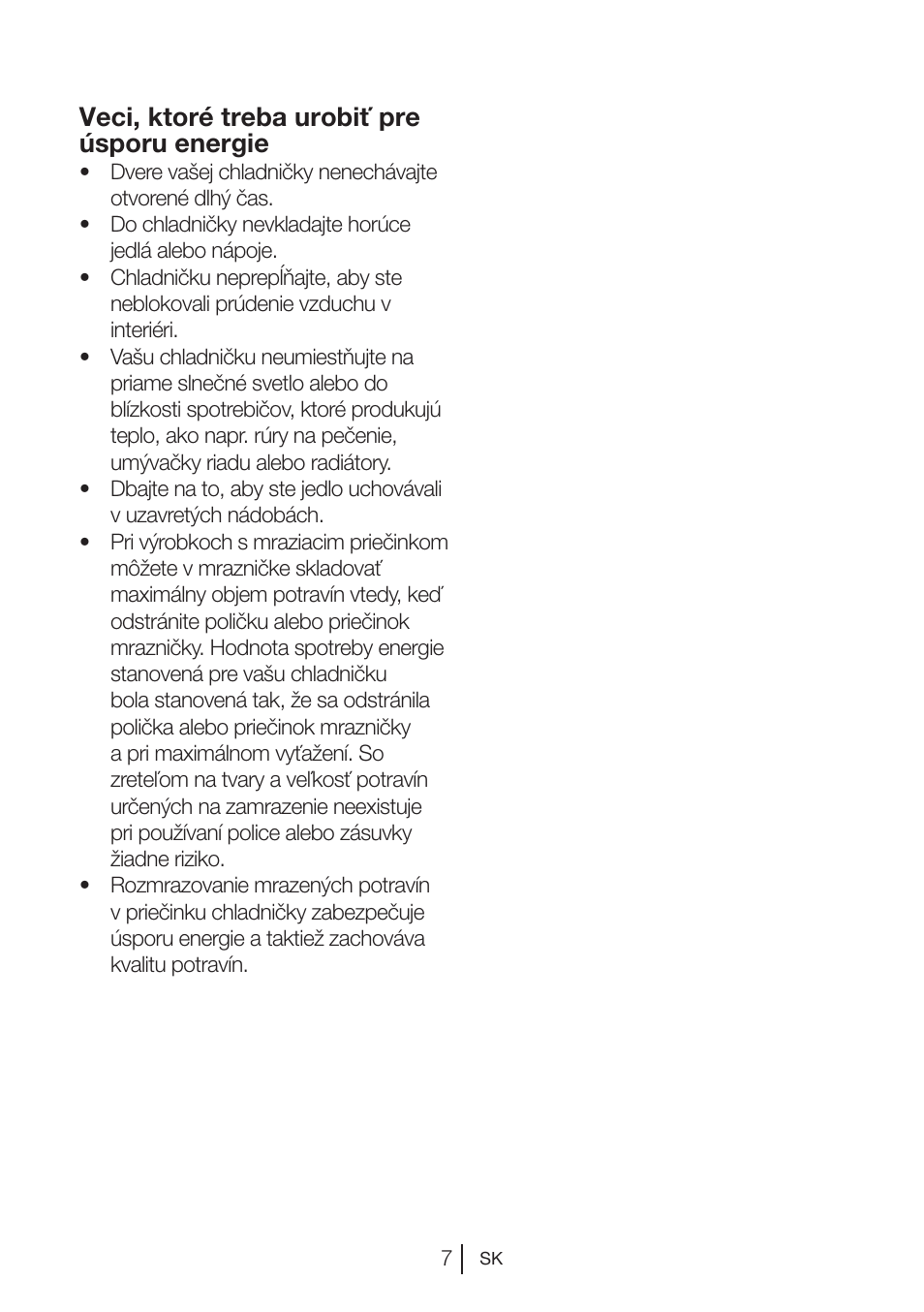 Veci, ktoré treba urobiť pre úsporu energie | Beko BU 1201 User Manual | Page 95 / 202