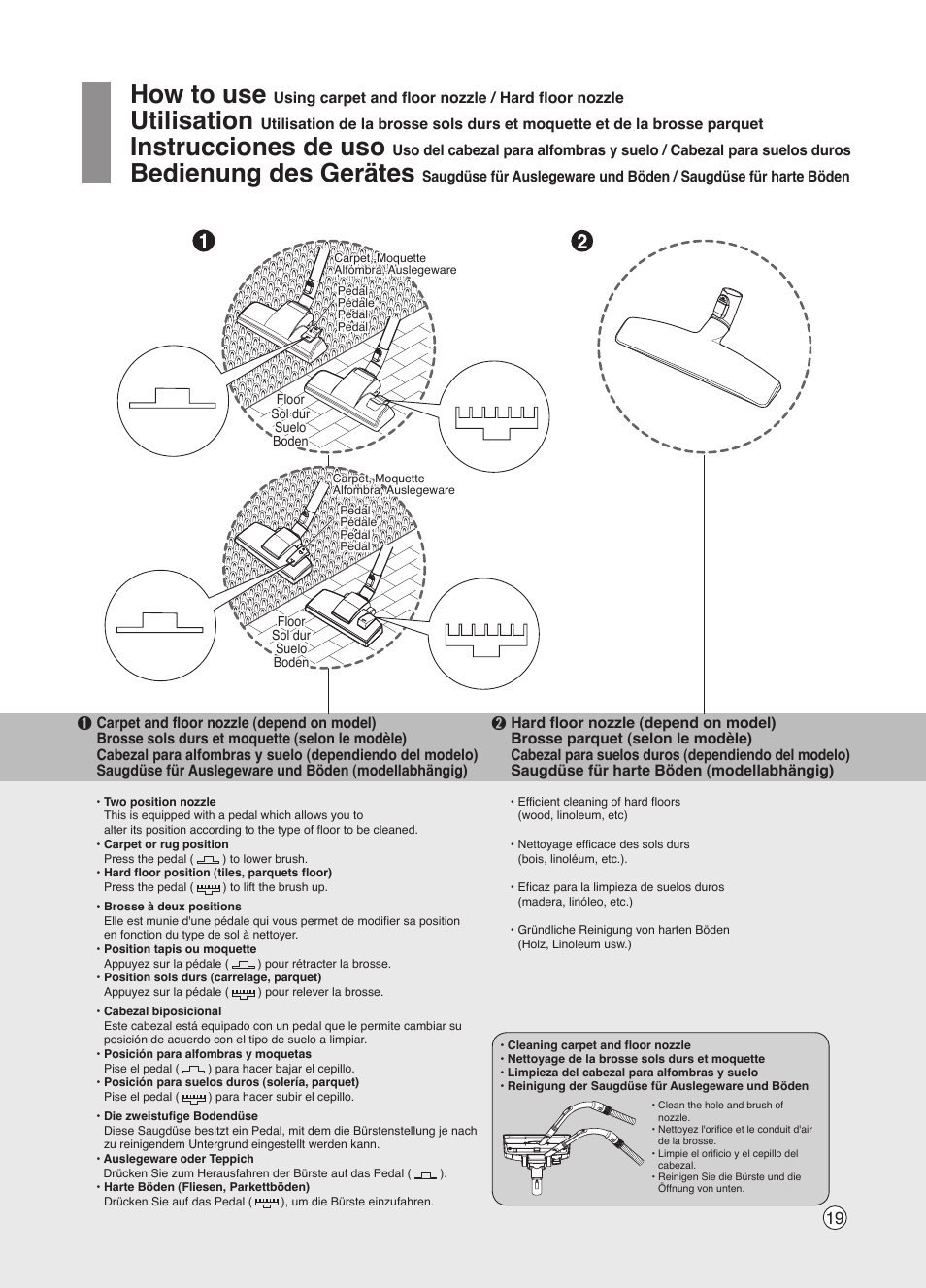 How to use, Utilisation, Instrucciones de uso | Bedienung des gerätes | LG VK7320NRT User Manual | Page 19 / 32