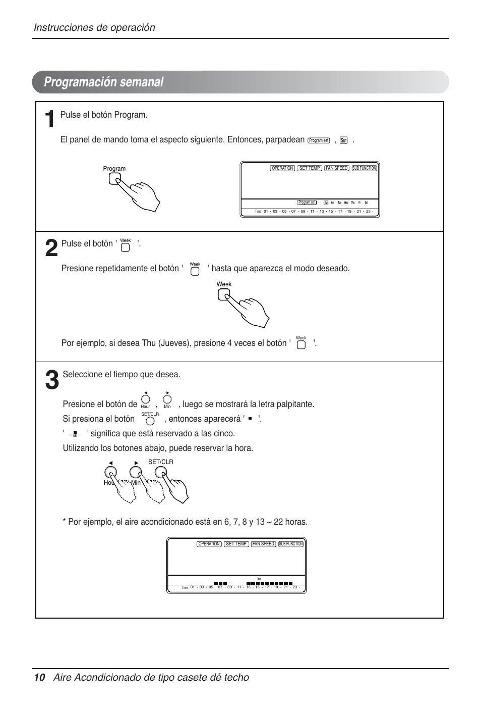 Programación semanal | LG AMNH366TDC0 User Manual | Page 10 / 33