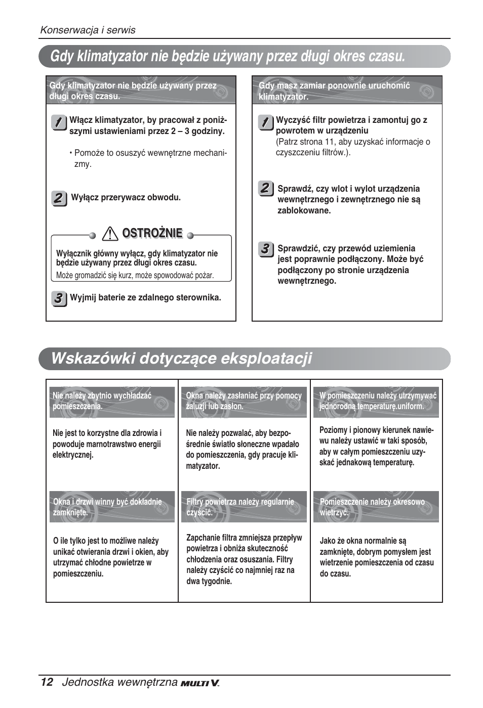 Ostrożnie | LG ARNU12GSFV2 User Manual | Page 124 / 267