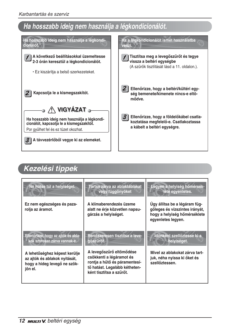 Vigyázat | LG ARNU12GSFV2 User Manual | Page 166 / 267