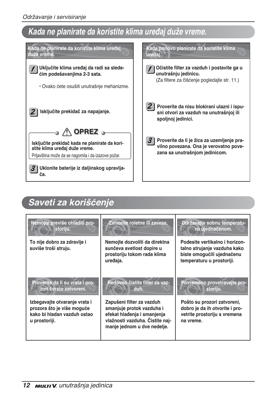 Oprez | LG ARNU12GSFV2 User Manual | Page 194 / 267