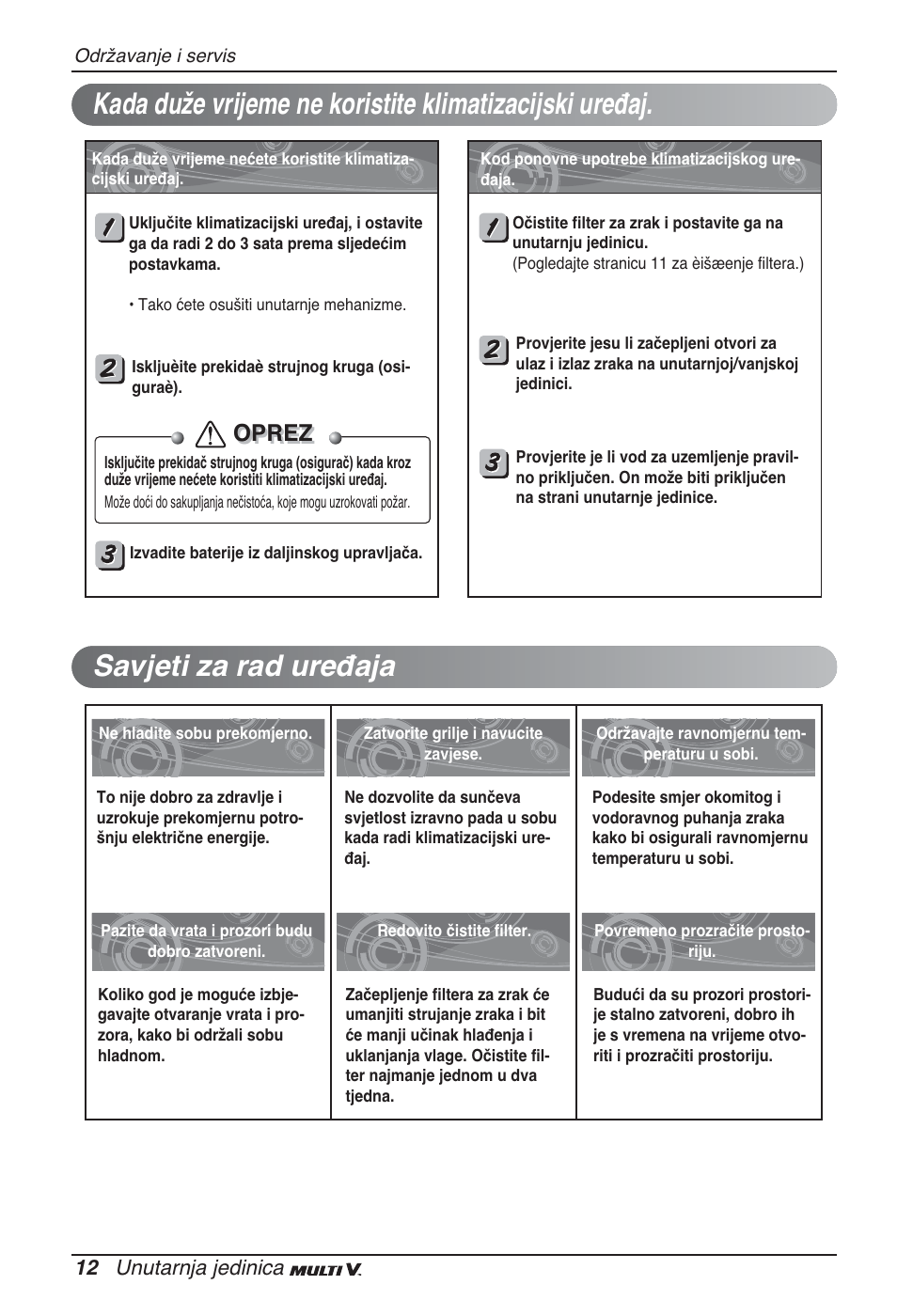 Oprez | LG ARNU12GSFV2 User Manual | Page 208 / 267