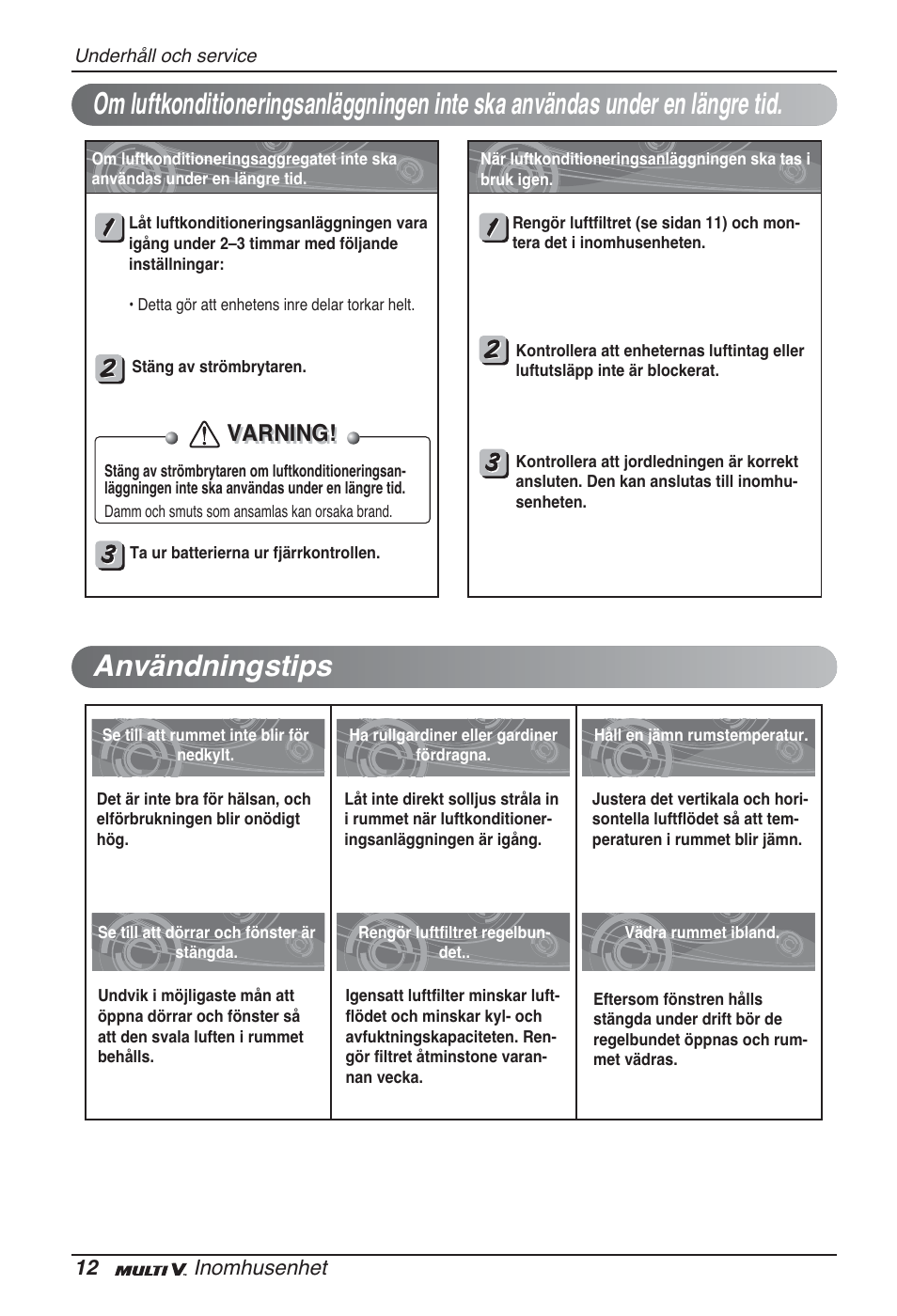 Varning | LG ARNU12GSFV2 User Manual | Page 222 / 267