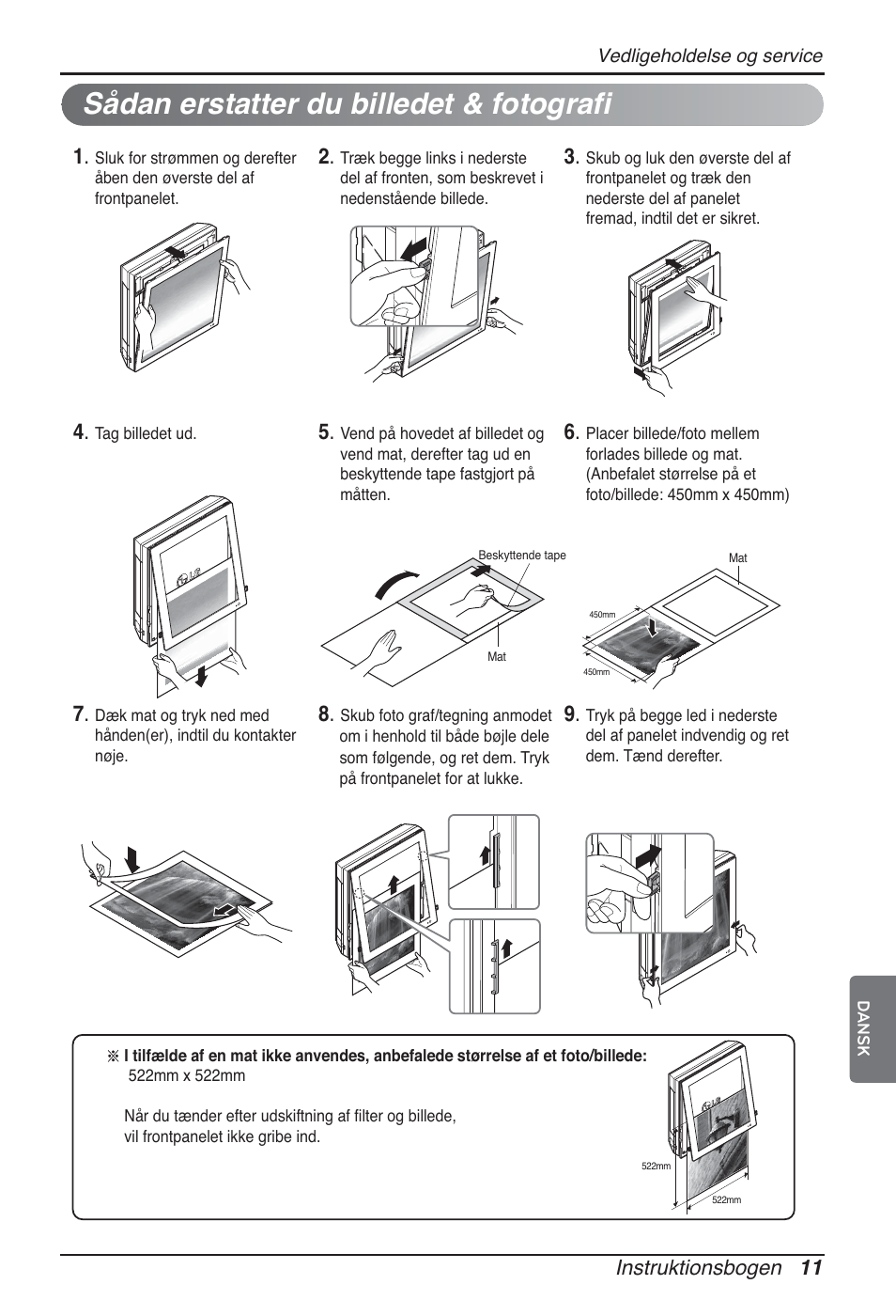 Sådan erstatter du billedet & fotografi | LG ARNU12GSFV2 User Manual | Page 263 / 267