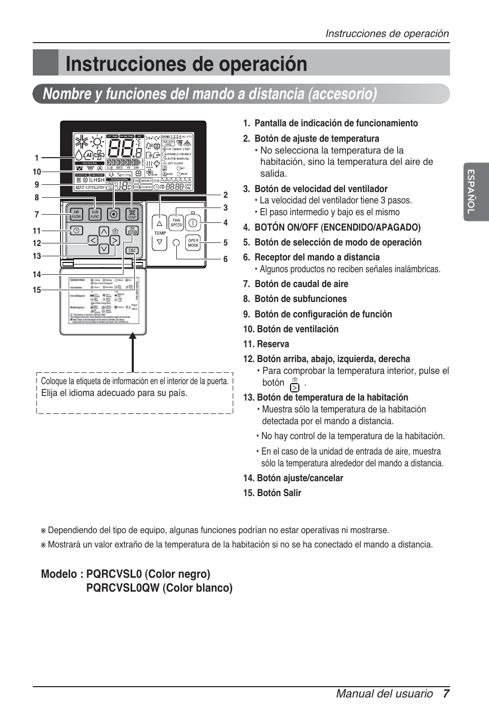 Instrucciones de operación | LG ARNU12GSFV2 User Manual | Page 35 / 267