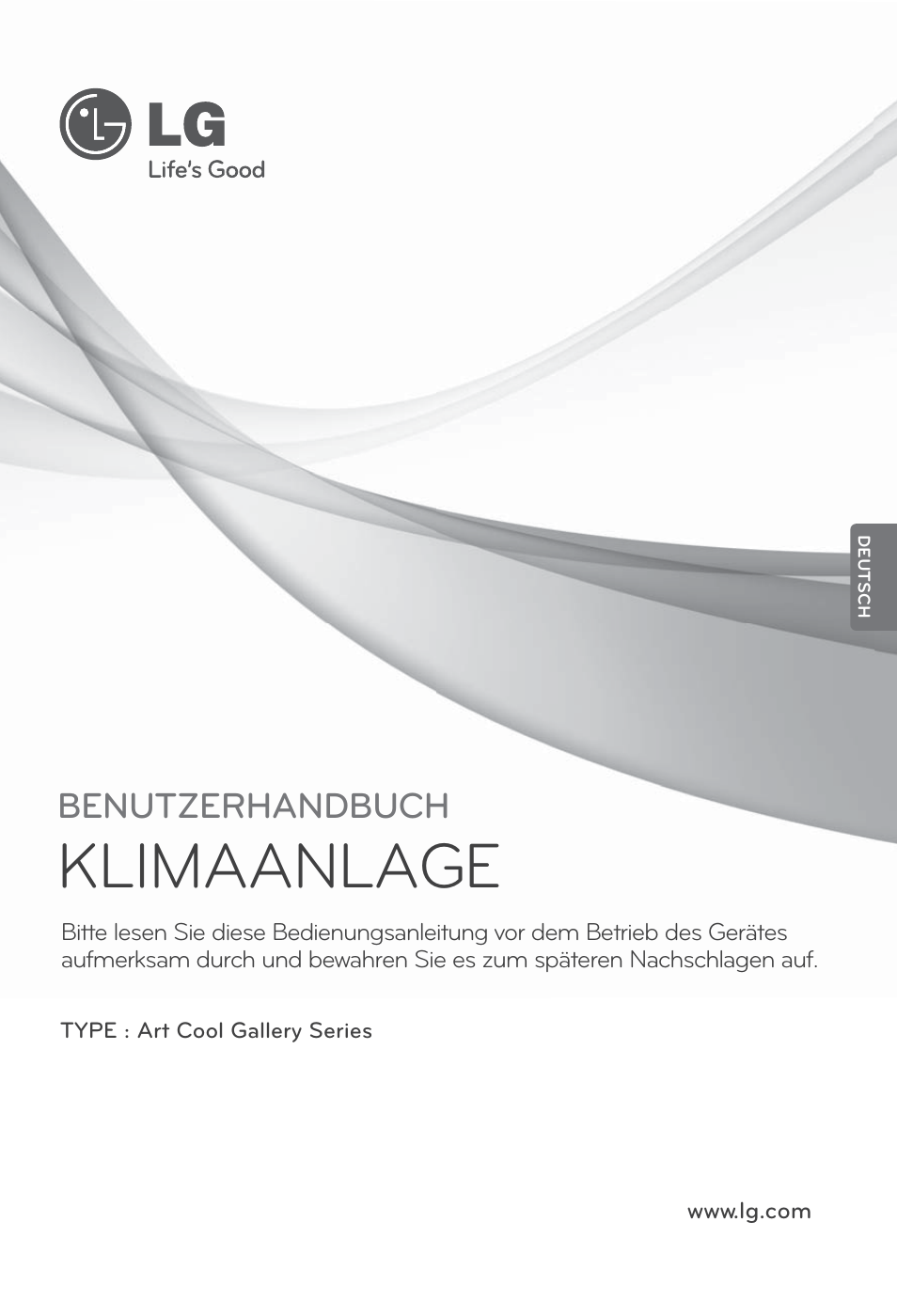 Deutsch, Klimaanlage, Benutzerhandbuch | LG ARNU12GSFV2 User Manual | Page 57 / 267