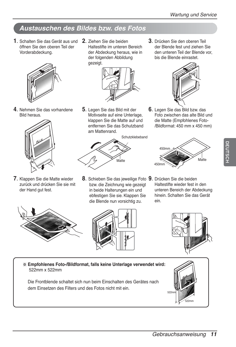 Austauschen des bildes bzw. des fotos | LG ARNU12GSFV2 User Manual | Page 67 / 267