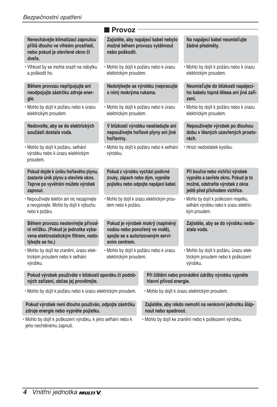 N provoz, 4 vnitřní jednotka | LG ARNU12GSFV2 User Manual | Page 88 / 267